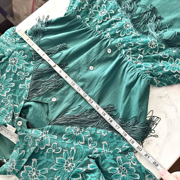 Vintage Lilia Smitty Forest Green Western Midi Dress size 11/12 modern size 8 - Picture 12 of 16